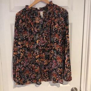 H and M Medium floral blouse sheer